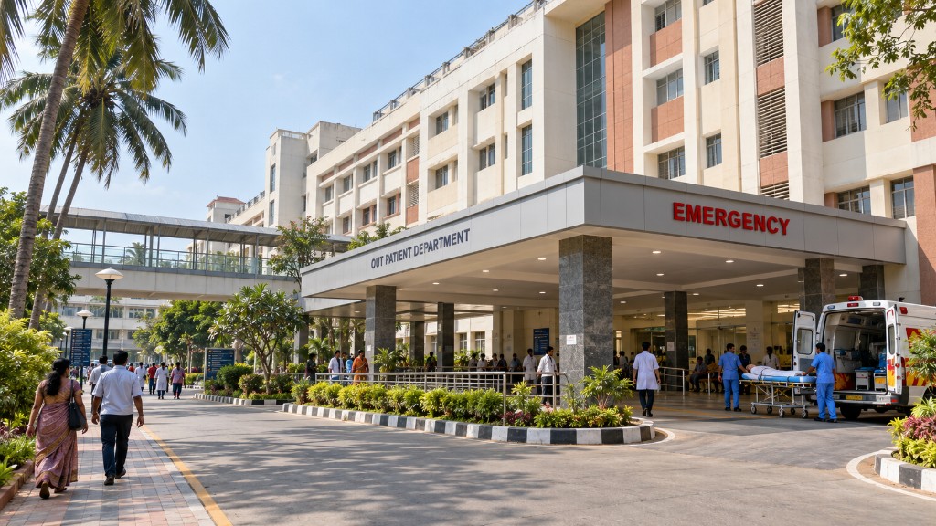 Illustrative view of proposed hospital frontage